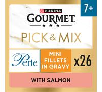 GOURMET Perle Senior 7+ Mini Fillets in Gravy with Salmon Wet Cat Food 26x85g