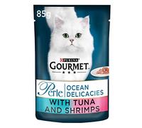 Purina Gourmet Perle Wet Cat Food Mini Fillets in Gravy Ocean Delicacies, 85 g x 24