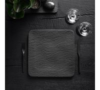 Villeroy & Boch 10-4239-2680 Manufacture Rock Square/Gourmet Serving, Modern Presentation Plate Maoffrom Premium Porcelain, Dishwasher Safe, Black,32X32X1,5CM