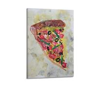 Gourmet Poster Veggie Loaded Pizza Slice Decorative Painting Canvas Wall Posters And Modern Family Bedroom Decor 20x30inch(50x75cm)