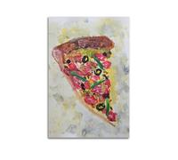 Gourmet Poster Veggie Loaded Pizza Slice Decorative Painting Canvas Wall Posters And Modern Family Bedroom Decor 12x18inch(30x45cm)