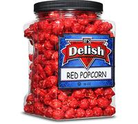 Gourmet Red Cherry Flavored Popcorn by It's Delish, 16 Oz Jumbo Container | Bulk Air Popped Pop Corn Snack - Fruity Red Themed Candy Confetti | Birthday Party, Events - Gluten Free, Vegan, Kosher