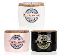 Gourmet Salt Trio - Portuguese Fleur de Sel, Pink Himalayan & Black Himalayan - Pack of 3 x 150g - Natural Cooking & Finishing Salts
