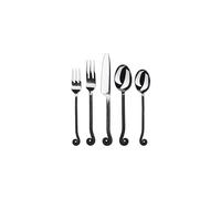 Gourmet Settings 20-Piece Flatware Treble Clef Collection Black Silver