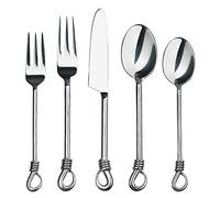 Gourmet Settings 20-Piece Silverware Twist Collection Polished Stainless Steel Flatware Sets, Silver