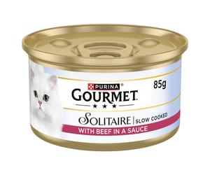 GOURMET Solitaire Cat Food - Beef in Tomato - 12 x 85g Cans
