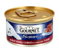 Gourmet Solitaire Tinned Cat Food with Beef, 85g