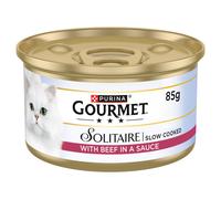 Gourmet Solitaire Tinned Cat Food with Beef 85g, Pack of 12