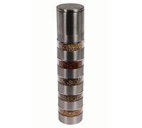 Gourmet Spice Grinder Tower | 5 Stacking Jars | Store Many Spices | Simply Pull & Grind | Modern Stainless Steel Design