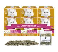 Gourmet Wet Cat Food Bundle | Double Delicacies | 48 x 85g Tins + Pure Canadian Catnip | Complete Nutrition | Pack of 6 for Happy, Healthy Cats