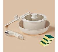 Gourmetific Cookware Set,Nonstick Detachable Handle Cookware, 5/9 Piece Kitchen Pots and Pans Set, Portable Ceramic Induction Dishwasher Oven Safe Pans and Pots Set,5pcs a