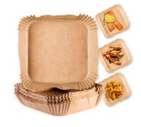 GOURMETmaxx Non-Stick Baking Paper Bowls Set of 100 for a Significantly Cleaner Hot Air Fryer | Made from Unbleached Pulp with Extra High Edge as Splash Guard, Approx. 20 x 20 x 4.5 cm