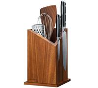 Gourmetop Magnetic Knife Block, Multi-Function Acacia Wood Knife Holder, Strong N40 Magnet, Universal Kitchen Utensil Organizer