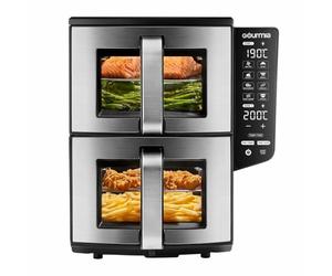 Gourmia Double Decker Air Fryer 10.4L GAF1180, Dual Basket Air Fryer with Sync Cook & Sync Finish, 8 Cooking Functions, 4-Dish Cooking, Digital Touch Controls