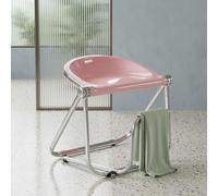 GOUSANG Clear Acrylic Bar Stools Set of 2, Modern Transparent Plastic Dining Chairs with Non-Slip Rubber Feet for Indoor and Outdoor Home Use, Pink