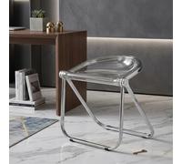 GOUSANG Clear Acrylic Bar Stools Set of 2, Modern Transparent Plastic Dining Chairs with Non-Slip Rubber Feet for Indoor and Outdoor Home Use, Gray