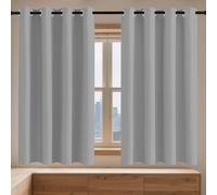 GOUSANG Curtains Blackout Curtains Bedroom 138 x 154 cm Eyelet Insulated Blackout Waterproof Extra Long for Window Living Room, Light Grey
