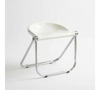 GOUSANG Transparent Acrylic Bar Stools for Home Dining Set of 2 Stackable Folding Chairs with Non Slip Foot Cushions for Indoor Outdoor Use White Plastic Furniture, White