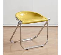 GOUSANG Transparent Acrylic Stackable Stools for Home Bar Counter Dining Room Indoor Outdoor Use with Non Slip Feet Cushions Portable Plastic Chairs, Yellow