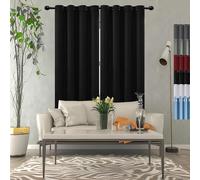 GOUSUN Velvet Curtains 120 x 125 cm Drop Eyelet Lightweight Noise Reducing Curtains Insulated Energy Efficiency Eyelet for Bedroom,1 Panels, Black