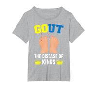 Gout The Disease of Kings Podagra Gout Awareness Arthritis T-Shirt, Women's Plus, Heather Grey, 2X