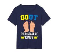 Gout The Disease of Kings Podagra Gout Awareness Arthritis T-Shirt, Women's Plus, Navy Blue, 6X