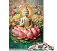 Goutam Buddha Meditating Puzzles 500 Pieces Wooden Puzzles for Teenagers Gifts Brain Teaser Puzzle 500pcs (52x38cm)