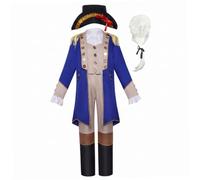 Goutdori Kids George Washington Costume Size L, Revolutionary War Colonial Outfit with Wig Hat Halloween Dress Up.