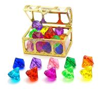 Goutdori Sparkling Acrylic Diving Gems 10Pcs with Treasure Chest Pool Hunt for Kids in Assorted.