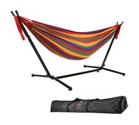 Goutime 9Ft Double cotton Hammock with Detachable heavy Duty Metal Stand,550 Pound Capacity, Includes Portable Carrying Bag Perfect for Indoor Outdoor