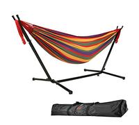 Goutime 9Ft Double Hammock with Detachable Stand,550 Pound Capacity, Includes Portable Carrying Bag Perfect for Indoor Outdoor Patio, Deck, Yard,Balcony (Red)