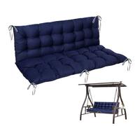 Goutime Garden bench cushion, recliner swing hammock pad with backrest, 2-seater swing chair cushion, tie-down seat, suitable for indoor and outdoor use, 59 * 39.4 * 4 in (Blue)