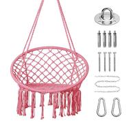 Goutime Hammock Chair, Macrame Hanging Swing Chairs with Hardware Kit,Adult Boho Swings for Outside,Patio,Balcony,Bedroom (Pink (Pillows are not Included))