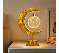 GOUTOOL Decorative Table Lamp, LED Crescent Lamp Ball Battery Powered Night Light, Enchanted Lunar Lamp for Room Home Decor, Romantic Decorative Lights for Living Room Office Holiday Gifts