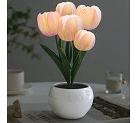 GOUTOOL Flower Table Lamp Tulip Desk LED Night Light for Home Living Room Decor Artificial Flower with Vase Table Centerpieces for Birthday Holiday Party Wedding Room Decoration (Pink)…