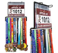 Goutoports Medal Hanger for Runners - Racing Bib Holder - Medal Holder - 3 Rows Medal Hangers - Sturdy Black Steel Metal - Displays Over 30 Medals and 50 Racing Bibs