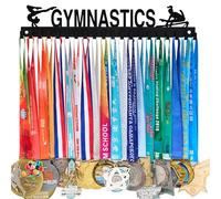 Goutoports Medal Holder Display Hanger Rack Frame for Sport Race Runner - Gymnastics for Girls 01 - Sturdy Black Steel Metal Over 60 Medals Easy to Install…