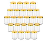 gouveo Set of 24 Preserving Jars 100 ml Round with Screw Lid Gold - Small Storage Jars with Screw Cap - Screw Jars for Preserving and Storing