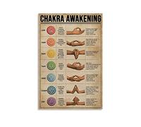 GOUWEI Retro Yoga Poster: Chakra Awakening Knowledge Decorative Canvas Wall Art for Living Room & Bedroom - 20x30inch (50x75cm)