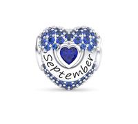 GOUWO September Birthstone Charm 925 Silver Fit for Pandora Necklaces and Bracelets Jewellry for Birthday Christmas Mother's Day Gifts for Women