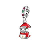 GOUWO Snowman 925 Silver Charms Compatible with Pandora Bracelet Necklace 5A Cubic Zirconia Jewellery for Women Mother Daughter Christmas Birthday Halloween Mother's Day Gifts