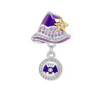GOUWO Witch Hat Bat 925 Silver Charms Compatible with Pandora Bracelet Necklace Jewellery for Women Mother Daughter Birthday Halloween Mother's Day Valentine's Day Gifts