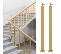 GOUZIBHD 2 Pack Metal Hand Railing Spindles with Flat & Adjustable 270° Angle Bracket,Square Stair Baluster Posts,Banister Column for Deck/Balcony/Indoor/Outdoor Decor(Size:75cm/29.5in,Color:Glod)