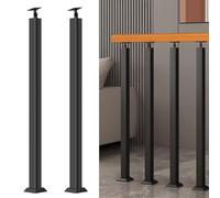 GOUZIBHD 2 Pack Stair Balusters Posts,Black Stairs Railing Posts with Screws Kit,270° Adjustable Metal Indoor Railing Kits,for Staircase Spindles,Attic(Size:95cm/37.4in,Color:Front Mount)