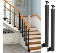 GOUZIBHD 2 Pack Stair Balusters Posts,Black Stairs Railing Posts with Screws Kit,270° Adjustable Metal Indoor Railing Kits,for Staircase Spindles,Attic(Size:75cm/29.5in,Color:Side Mount)