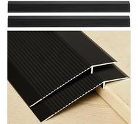 GOUZIBHD 2 Pcs Carpet to Tile Transition Edging Trim,Aluminum Floor Transition Strip,Overlap Edge Reducer,Door Threshold Ramp for Joining Floor Gaps,Threshold,Tiles(Color:Black)