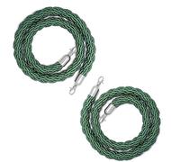 GOUZIBHD 2 Pcs Twisted Queue Rope,Crowd Control Rope,Stanchion Rope with Silver Hooks,Queue Barrier Rope for Movie Theaters Grand Openings Wedding Celebrations(Size:6ft/185cm,Color:Green)