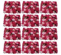 GOUZIBHD 23.6 x 15.7 Inch Artificial Flower Wall Panel 3D Flower Wall Backdrop for Anniversary Graduation Party Decoration,Silk Hydrangea Rose Floral Panel,12PCS(Color:Red)