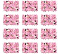 GOUZIBHD 23.6 x 15.7 Inch Artificial Flower Wall Panel 3D Flower Wall Backdrop for Anniversary Graduation Party Decoration,Silk Hydrangea Rose Floral Panel,12PCS(Color:Pink)