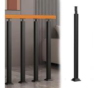 GOUZIBHD 270° Adjustable Metal Railing Spindles,Black Square Stair Railing Kits,Stair Baluster Post with Flat Bracket Base And Screws Kits,for Attic,Deck,Staircase Spindles(Size:35.4in / 90cm)